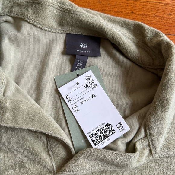 NWT H&M Regular Fit Terry Polo Shirt in Pistachio Green Size XL - Picture 4 of 5